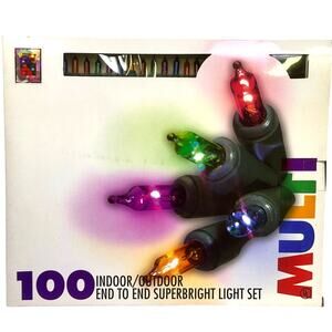 Deck The Halls 100 Indoor/Outdoor Multi-Color Super Bright End to End Light Set